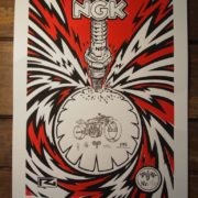 "NGK" Spark Plug Poster / Limited edition of 100 / Technique: Linoleum print & china ink